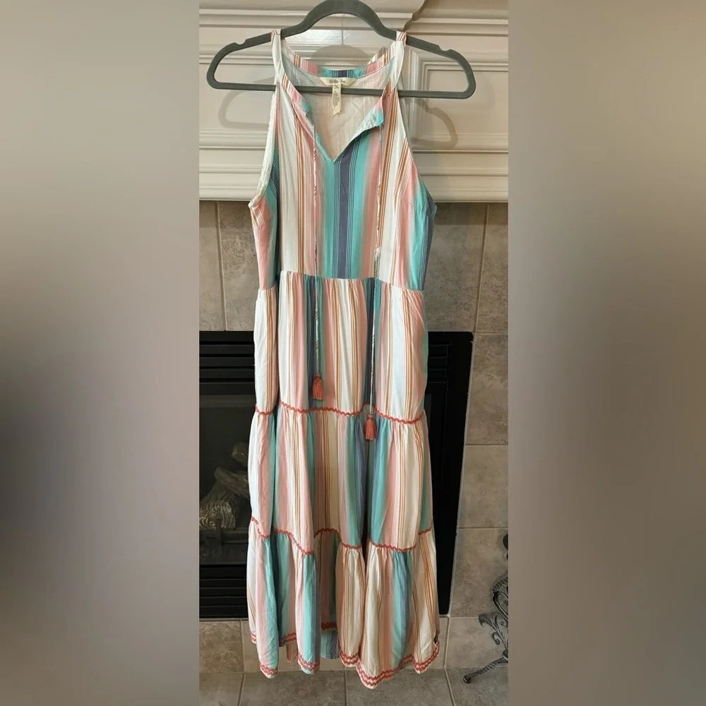 Matilda Jane Women's Let's Go Together Sunset Season Striped Maxi Size M